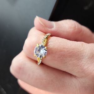 Stainless steel gold plated zerconia ring